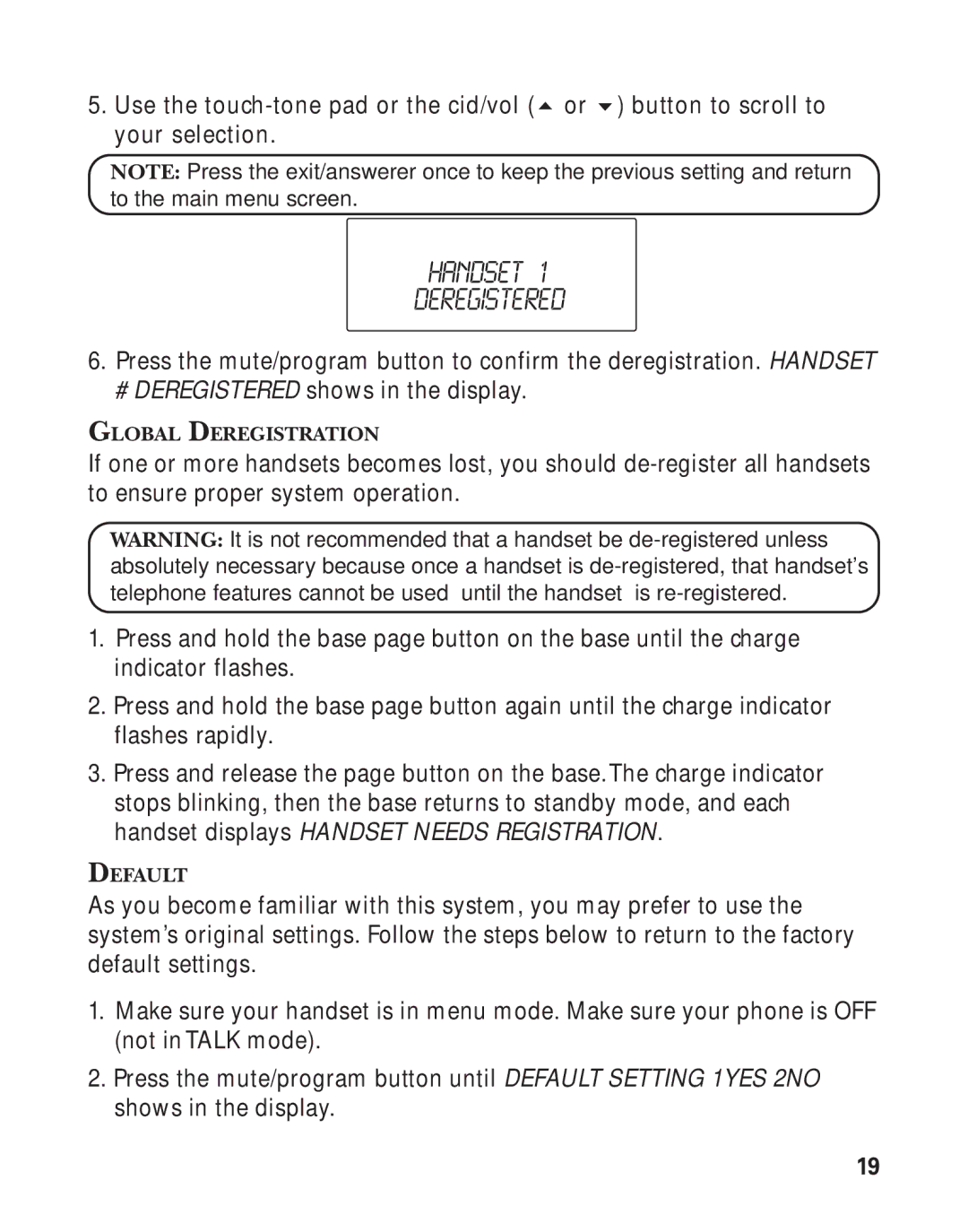 GE 21026 manual Handset Deregistered 