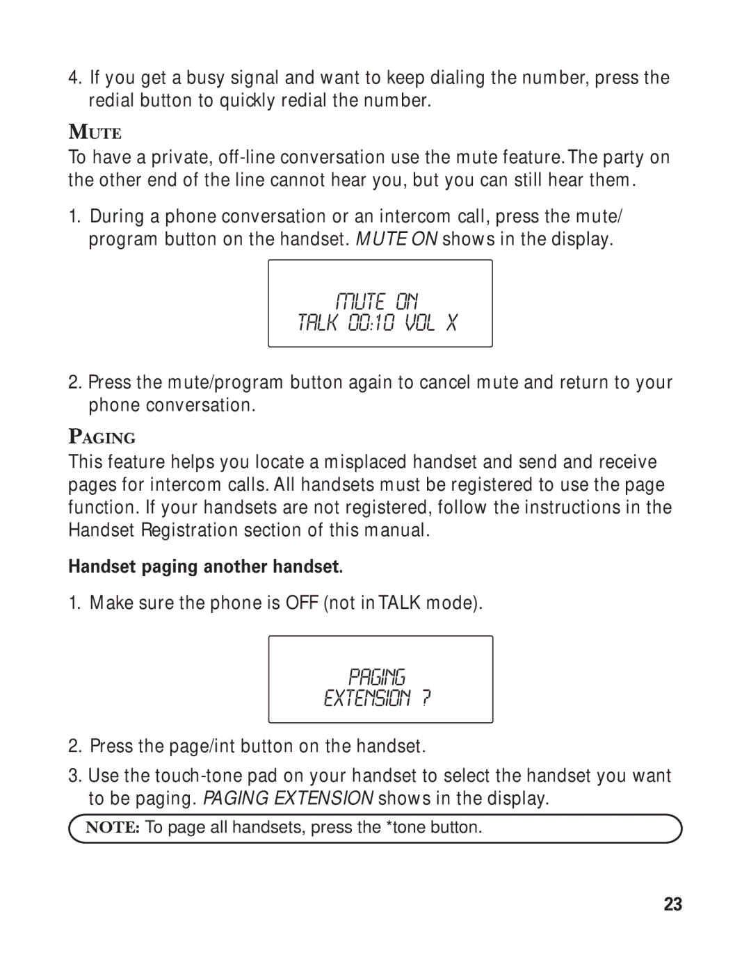 GE 21026 manual Mute on, Paging Extension ? 