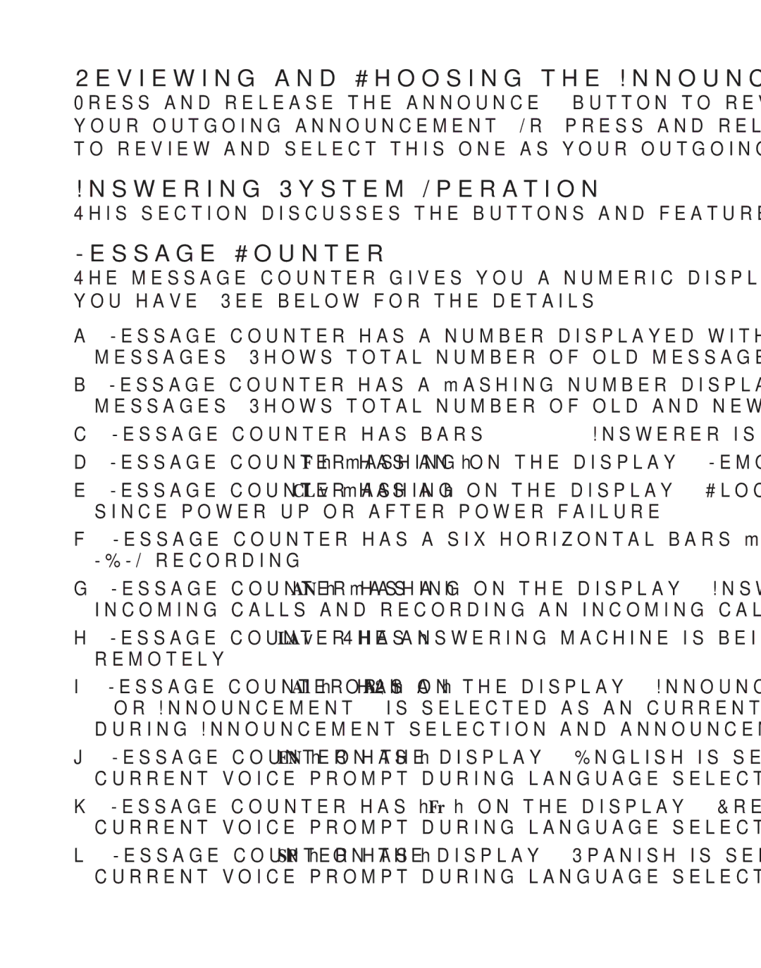 GE 21029 manual Reviewing and Choosing the Announcement, Answering System Operation, Message Counter 