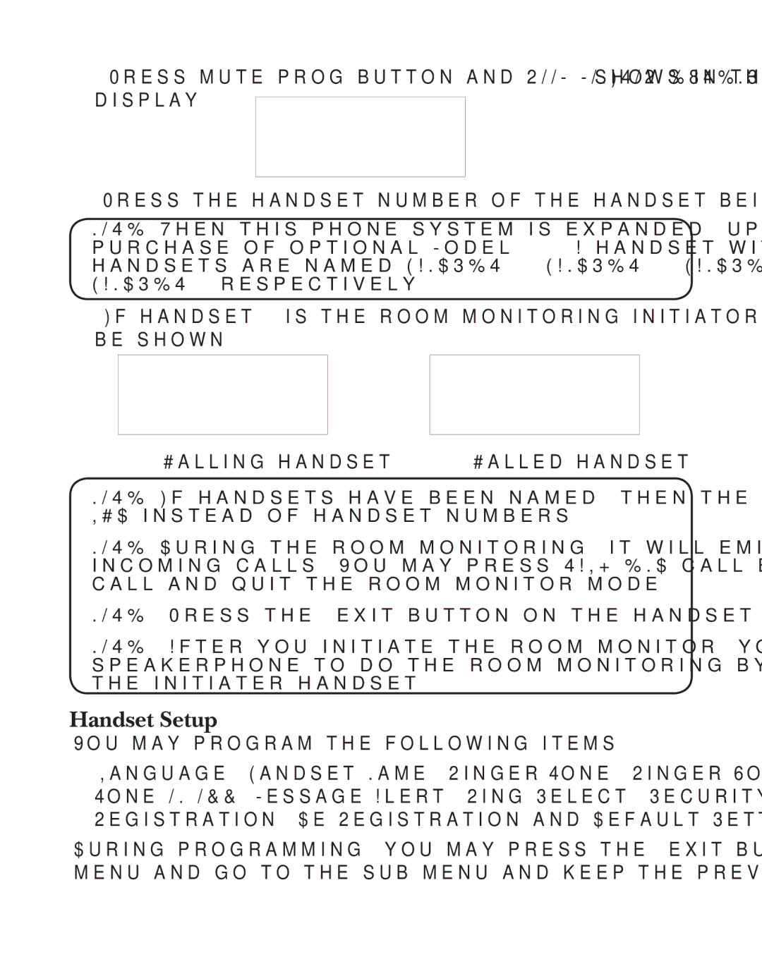 GE 21029 manual Handset Setup, Calling handset, Called handset 