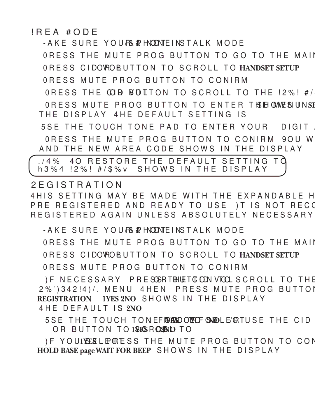 GE 21029 manual Area Code, Registration 