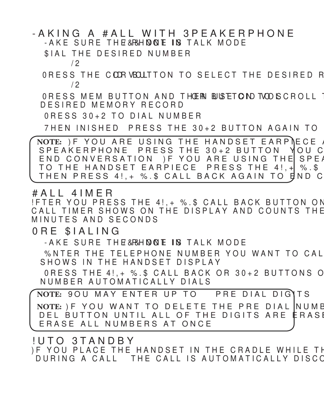 GE 21029 manual Making a Call with Speakerphone, Call Timer, Pre-Dialing, Auto Standby 