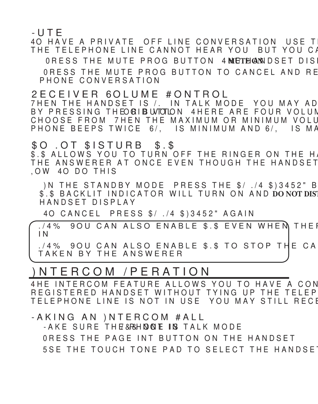 GE 21029 manual Intercom Operation, Mute, Receiver Volume Control, Do Not Disturb DND, Making an Intercom Call 