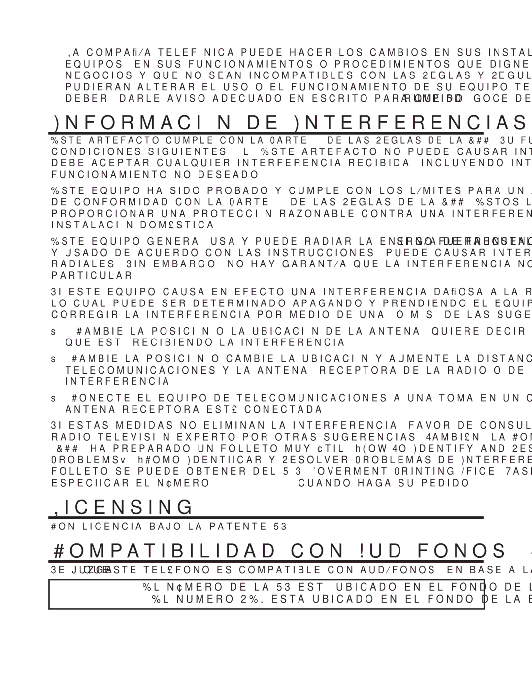 GE 21029 manual Información de Interferencias, Compatibilidad con Audífonos CCA 