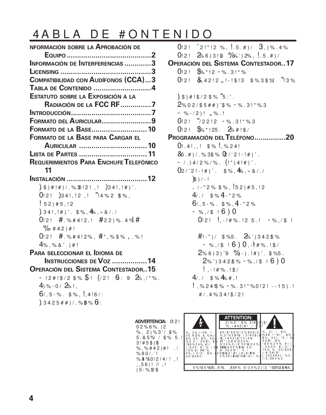 GE 21029 manual Tabla de Contenido, Equipo 