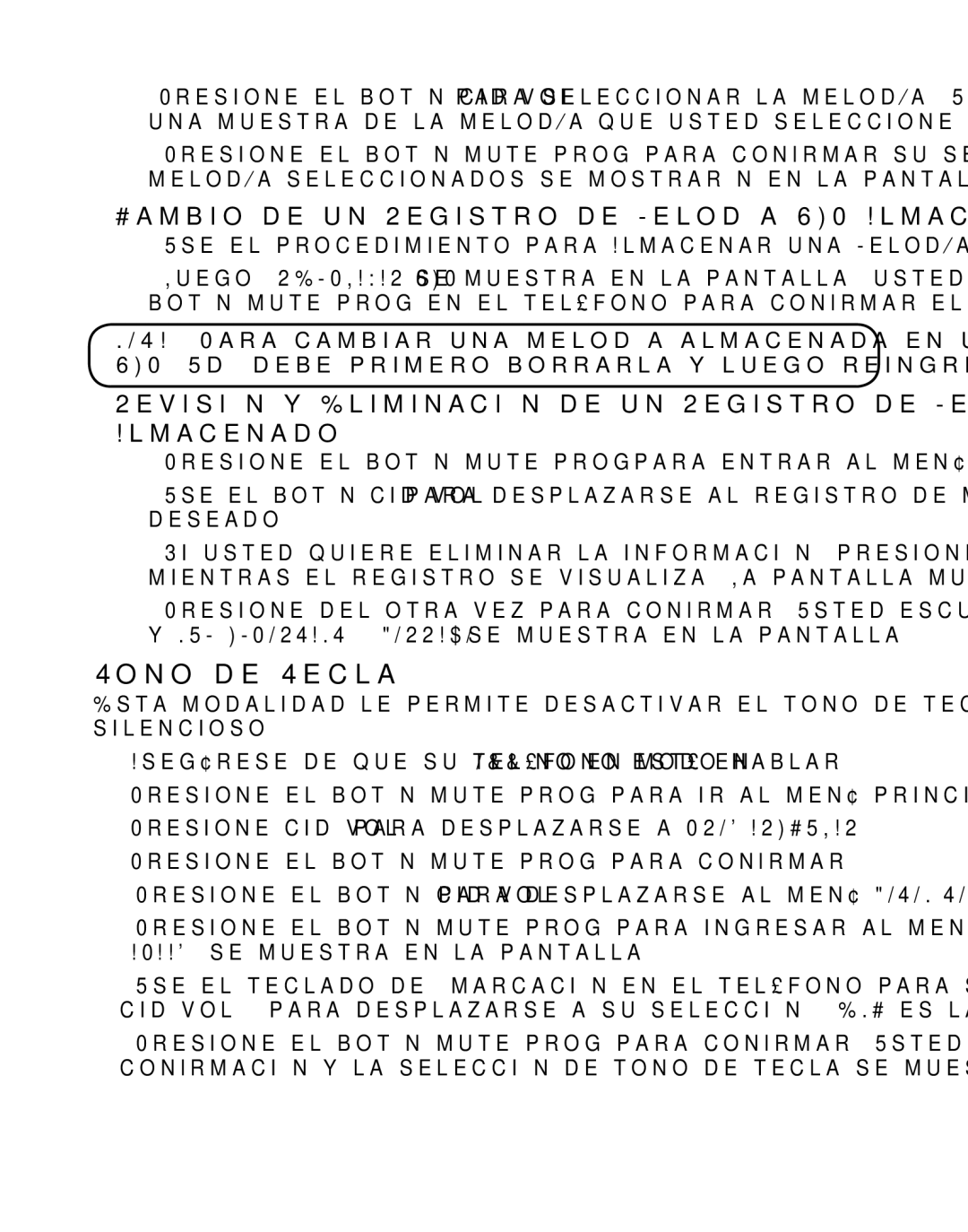 GE 21029 manual Tono de Tecla, Cambio de un Registro de Melodía VIP Almacenado 