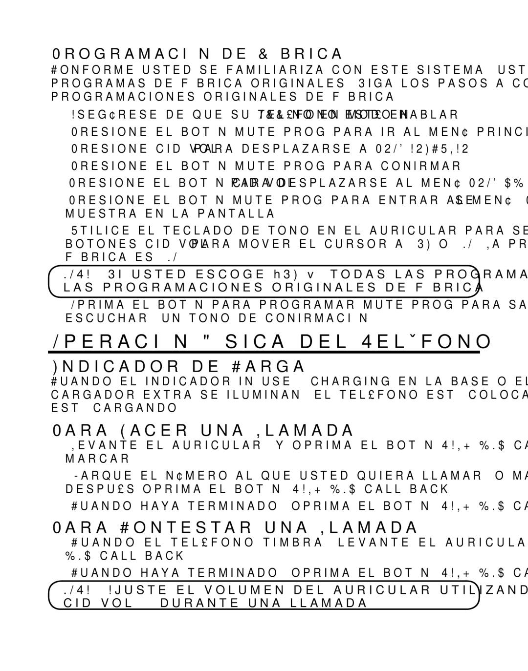 GE 21029 manual Operación Básica del Teléfono, Indicador de Carga, Para Hacer una Llamada, Para Contestar una Llamada 