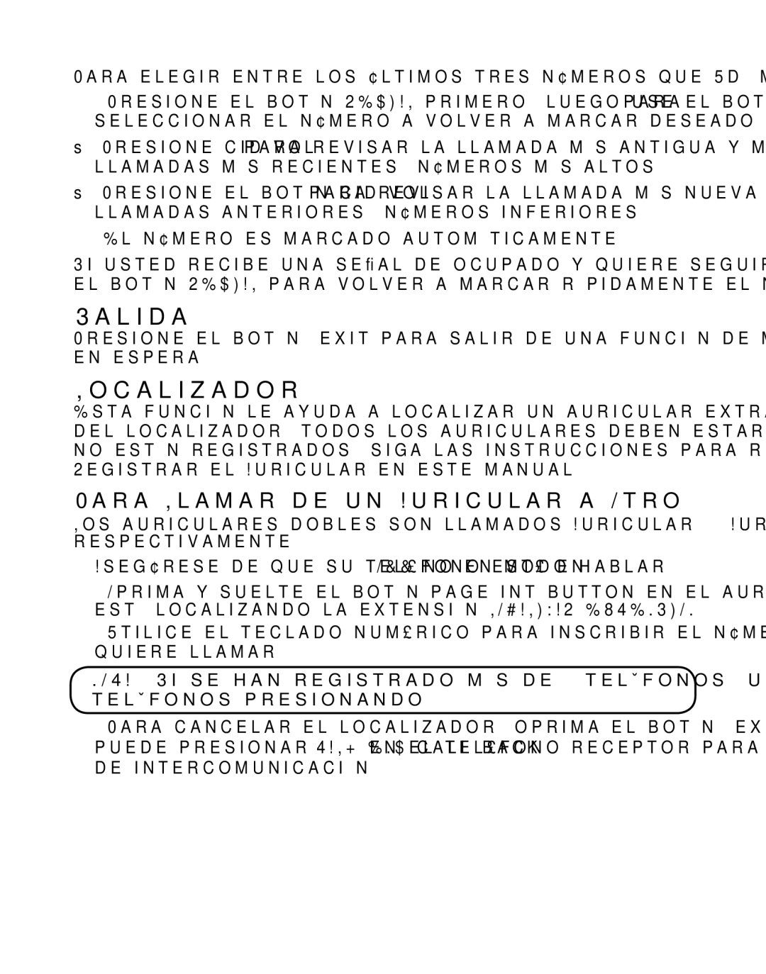 GE 21029 manual Salida, Localizador, Para Llamar de un Auricular a Otro 