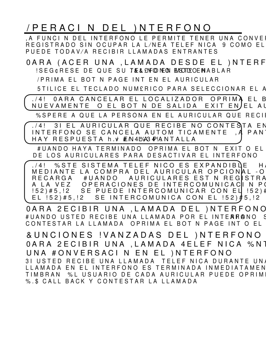 GE 21029 manual Operación del Interfono, Funciones Avanzadas del Interfono, Para Hacer una Llamada desde el Interfono 