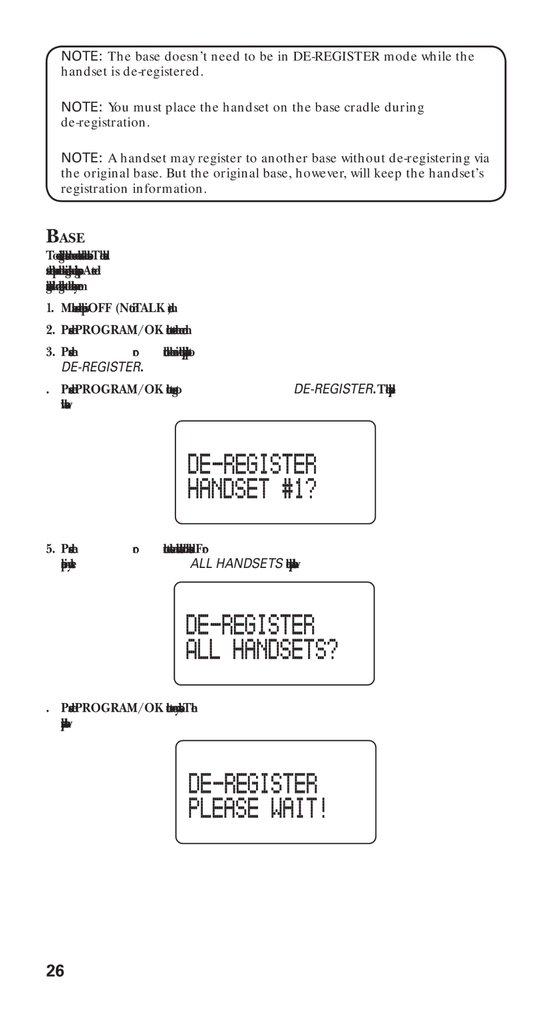 GE 21115 manual Base, De-Register 