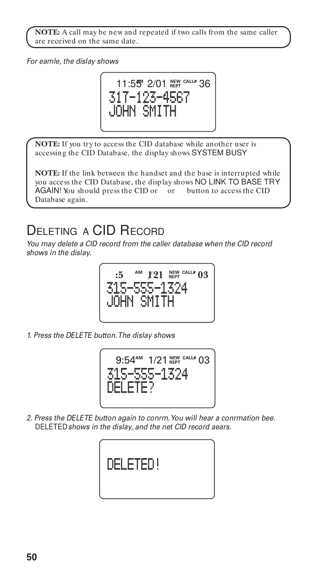 GE 21115 manual Deleting a CID Record 