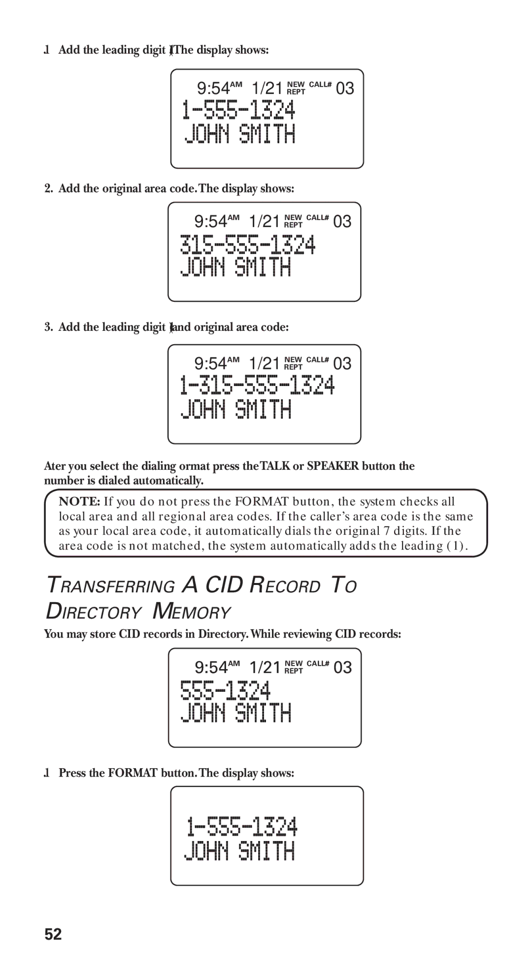 GE 21115 manual Transferring a CID Record To Directory Memory 