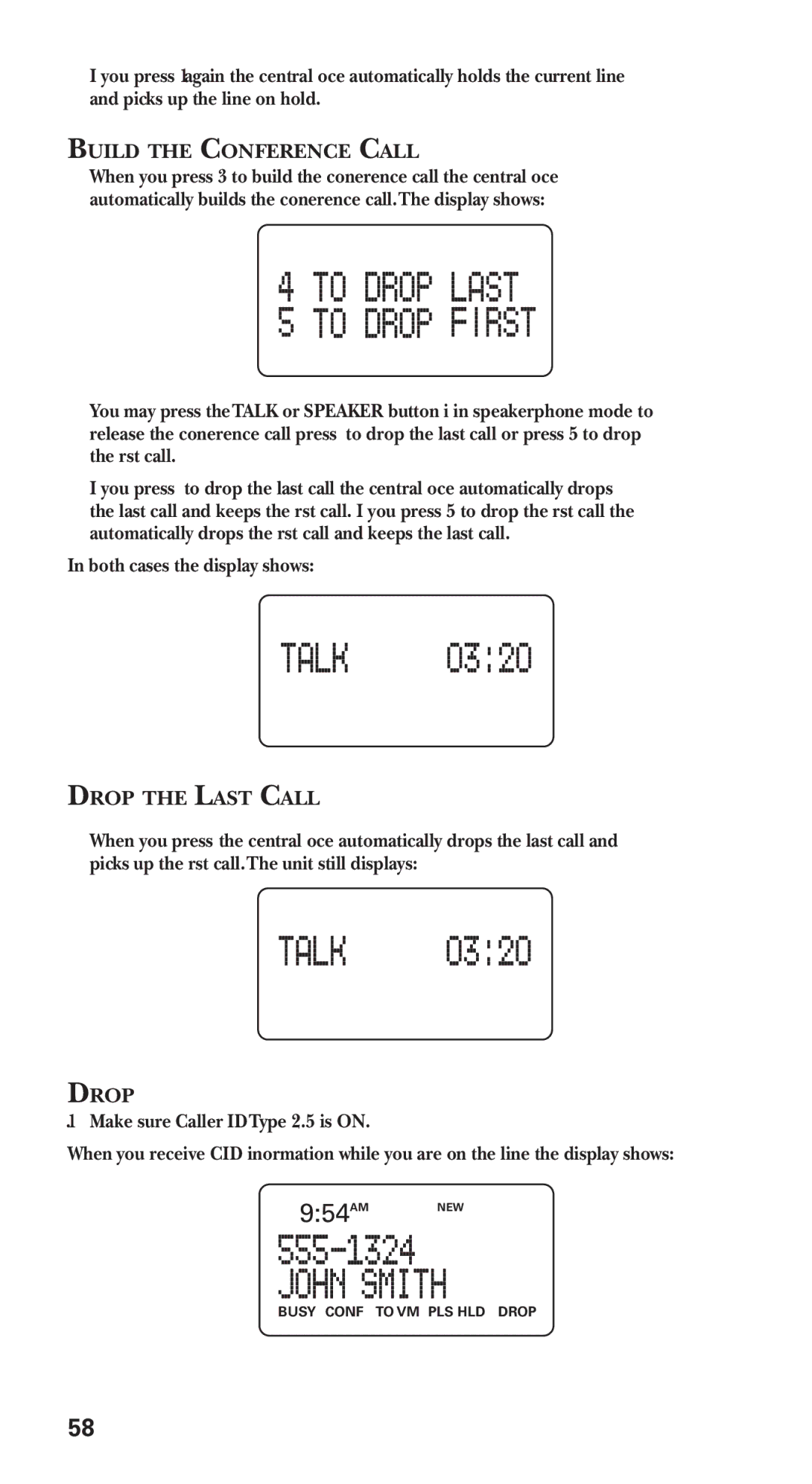 GE 21115 manual Build the Conference Call, Drop the Last Call 