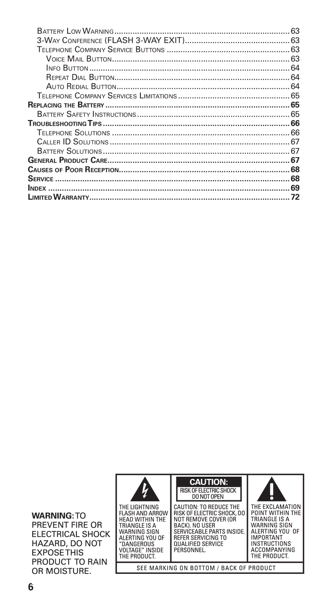 GE 21115 manual Replacing the Battery, Troubleshooting Tips 