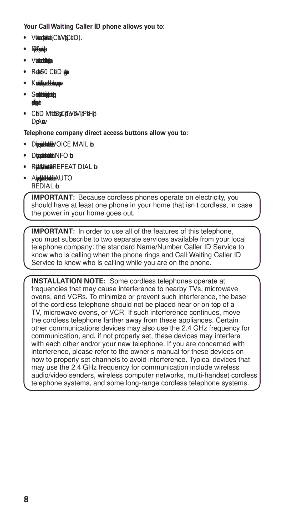 GE 21115 manual Your Call Waiting Caller ID phone allows you to, Telephone company direct access buttons allow you to 