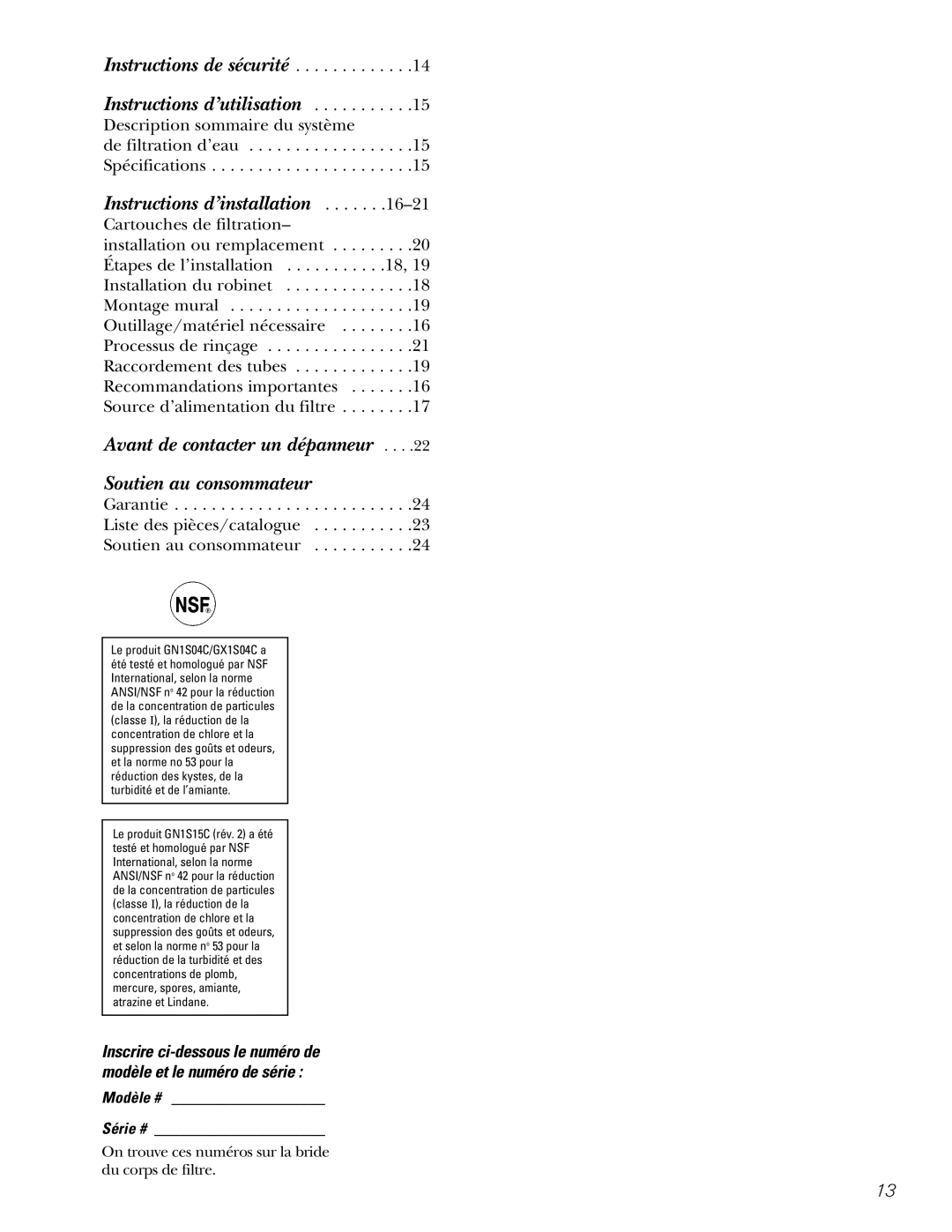 GE 215C1044P010-3 owner manual Instructions d’installation 