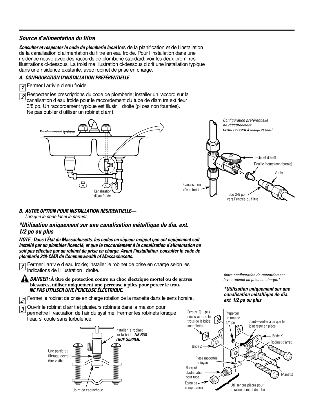 GE 215C1044P010-3 owner manual Source d’alimentation du filtre, Configuration D’INSTALLATION Préférentielle 