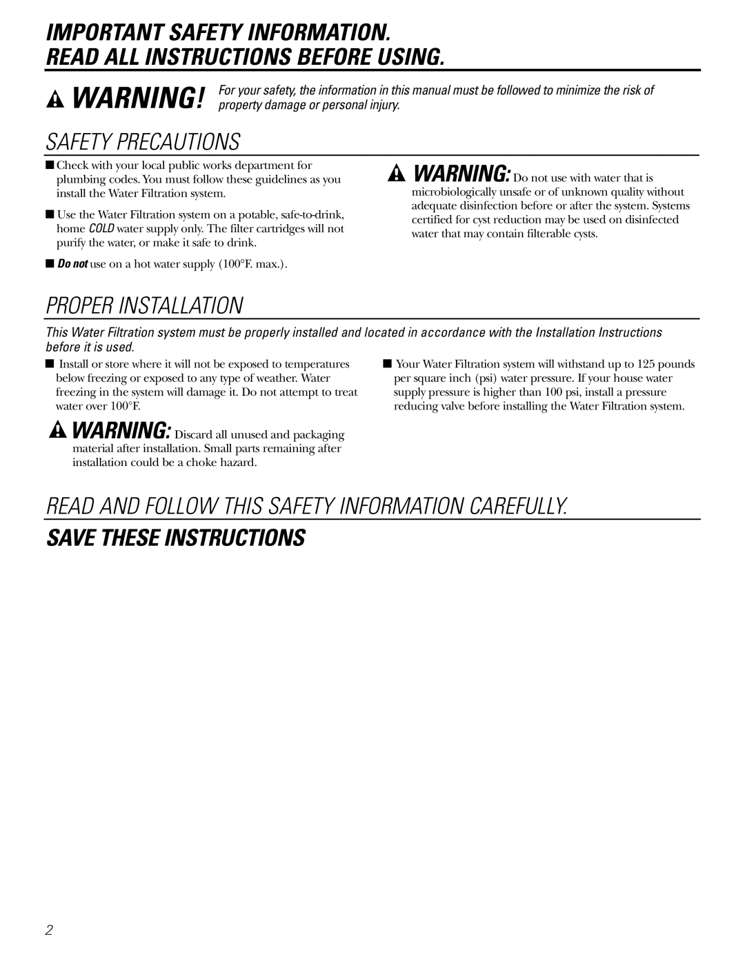 GE 215C1044P010-3 owner manual Read and Follow this Safety Information Carefully 