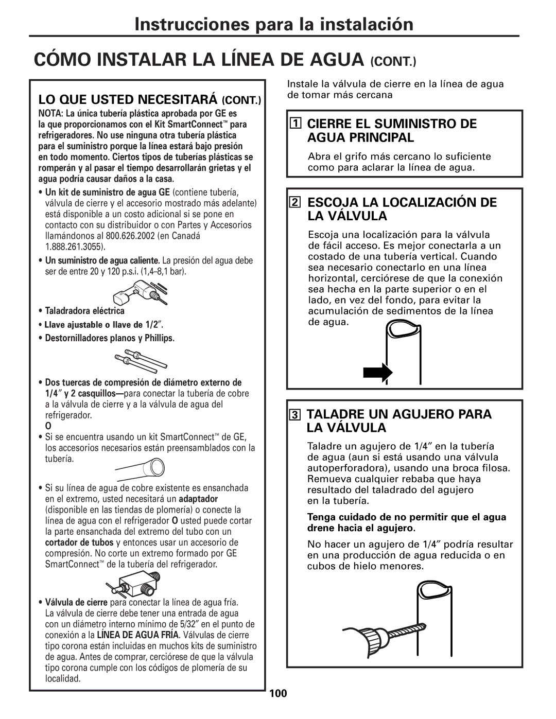 GE 22, 23, 25, 27 installation instructions Cierre EL Suministro DE Agua Principal, Escoja LA Localización DE LA Válvula 