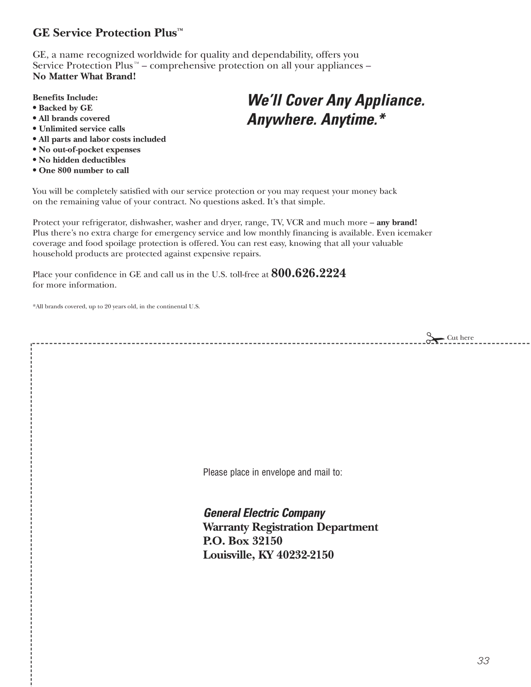 GE 22, 23, 25, 27 installation instructions We’ll Cover Any Appliance. Anywhere. Anytime 