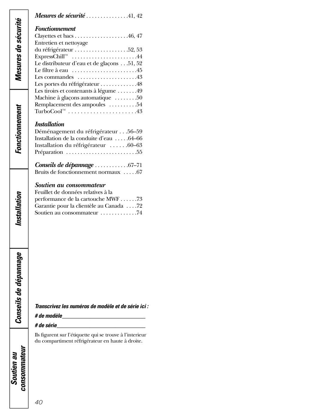 GE 22, 23, 25, 27 installation instructions Fonctionnement 