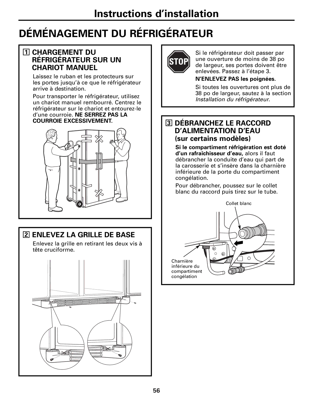 GE 22, 23, 25, 27 Déménagement DU Réfrigérateur, Chargement DU Réfrigérateur SUR UN Chariot Manuel 