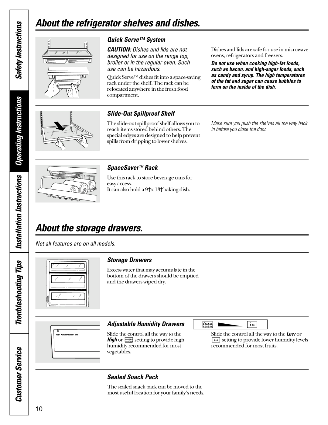 GE 22-27 owner manual About the storage drawers 