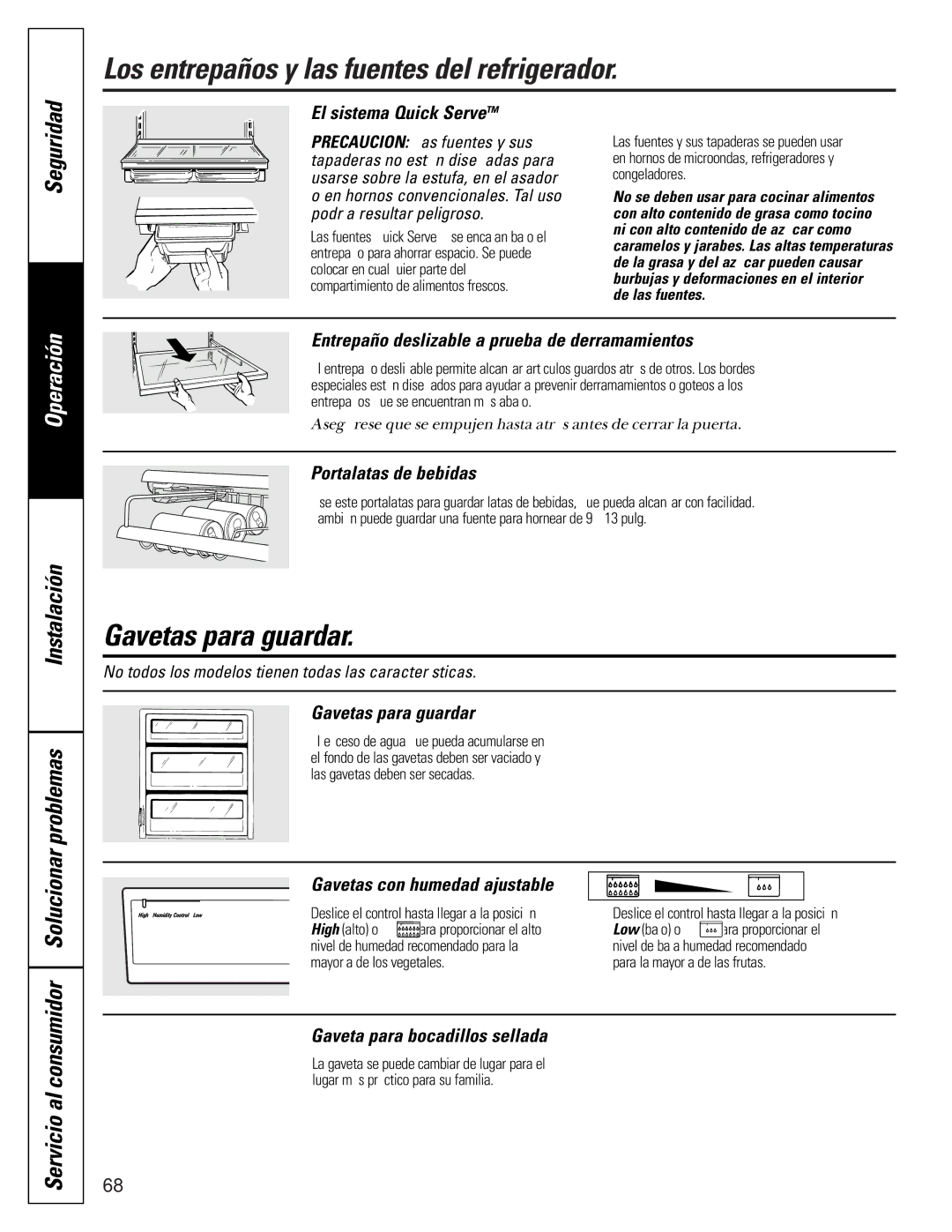 GE 22-27 owner manual Gavetas para guardar 