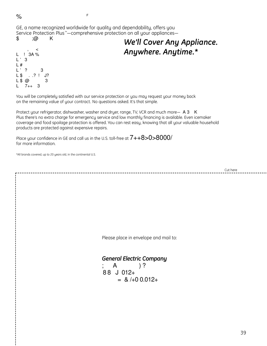 GE 225D1804P001 installation instructions Anywhere. Anytime, No Matter What Brand, Please place in envelope and mail to 