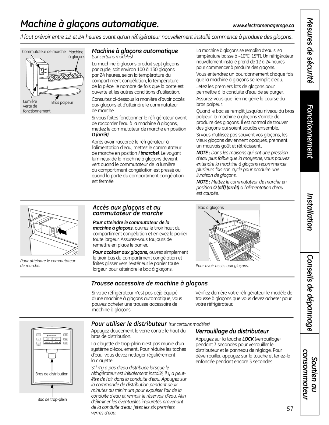 GE 225D1804P001 Machine à glaçons automatique, Trousse accessoire de machine à glaçons, Verrouillage du distributeur 