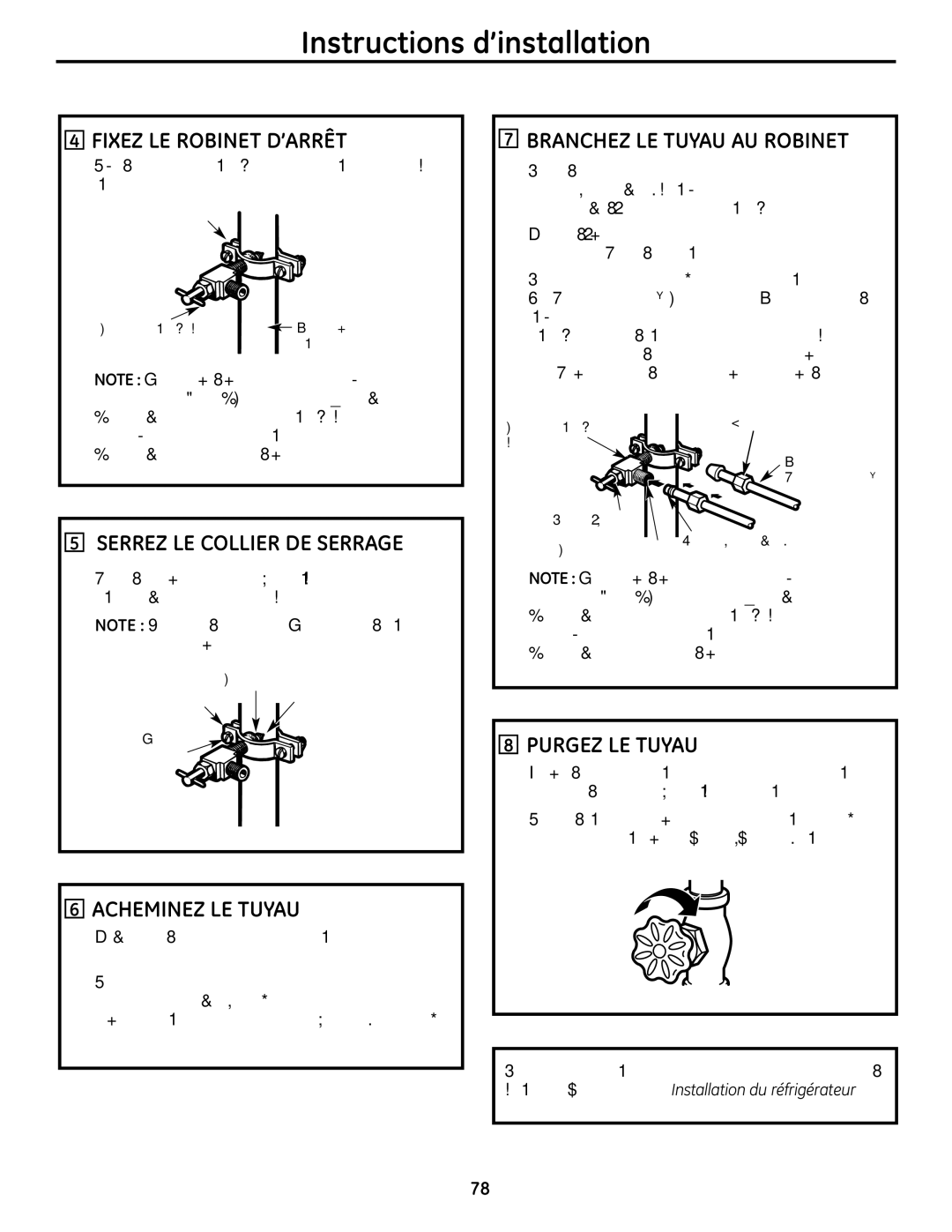 GE 225D1804P001 Fixez LE Robinet D’ARRÊT, Branchez LE Tuyau AU Robinet, Serrez LE Collier DE Serrage, Acheminez LE Tuyau 