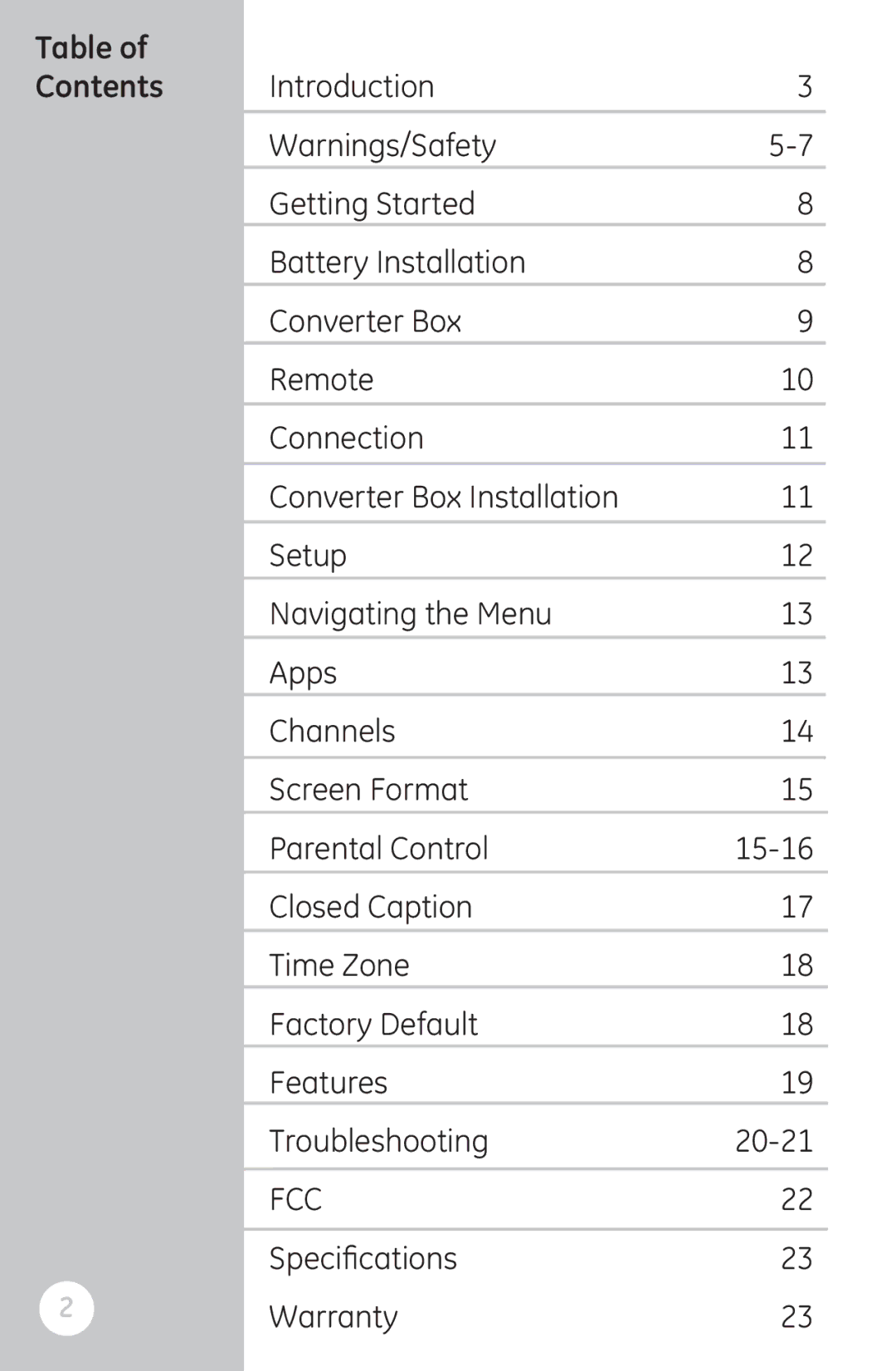 GE 22729 user manual Contents 