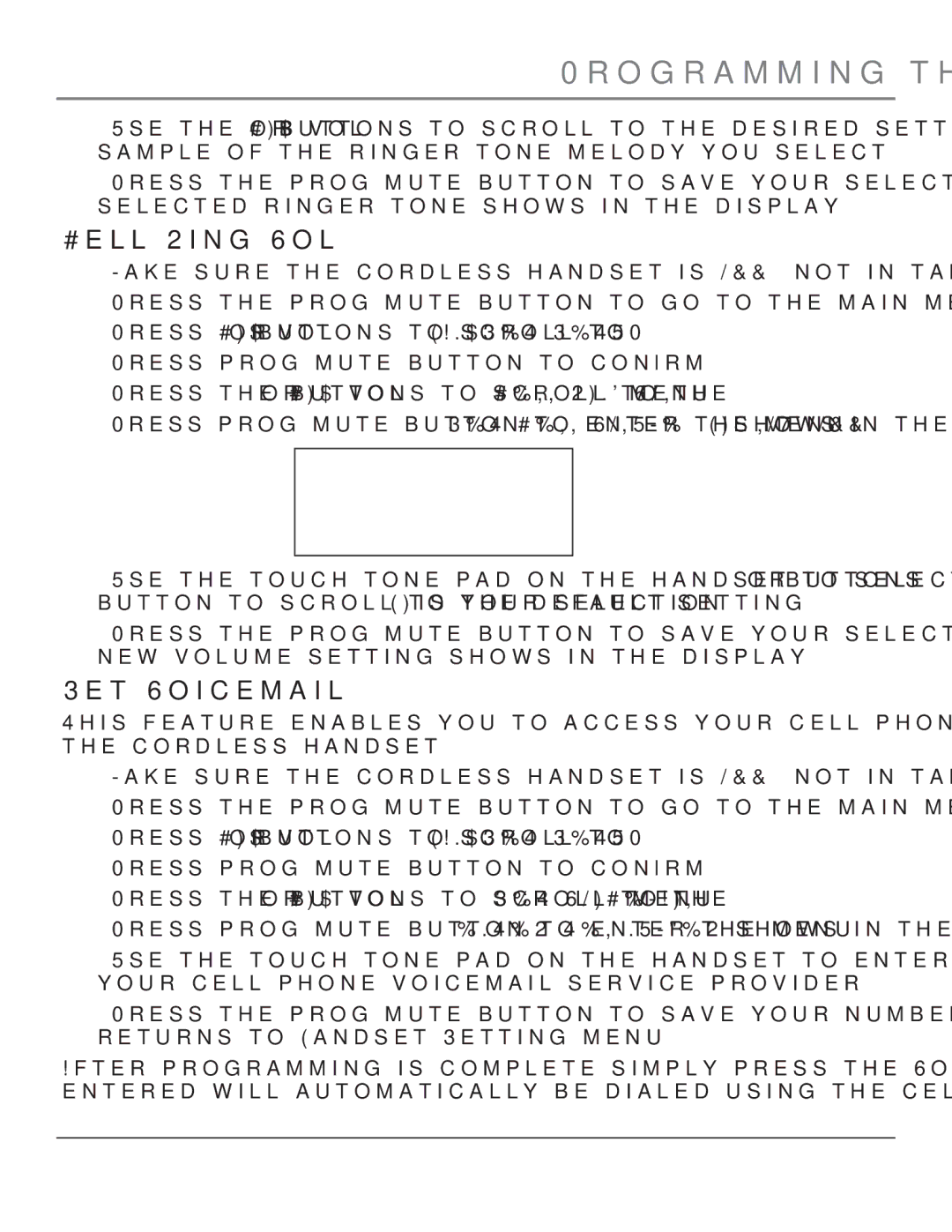 GE 00004007, 23200 manual Cell Ring Vol, Set Voicemail 