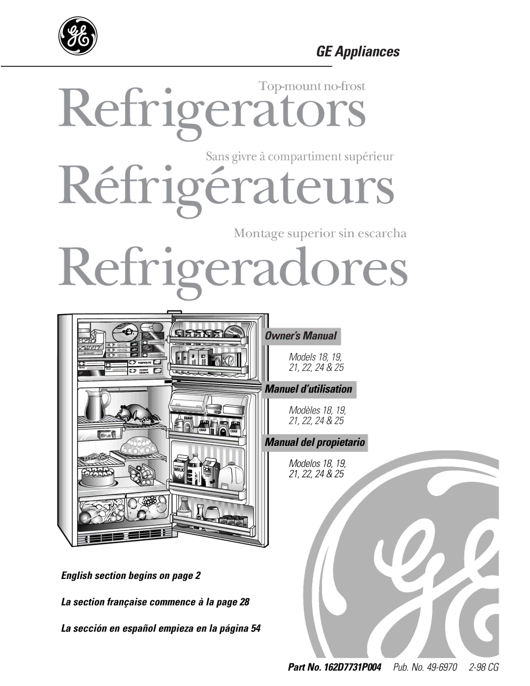 GE 24 owner manual Refrigeradores, Manuel d’utilisation 