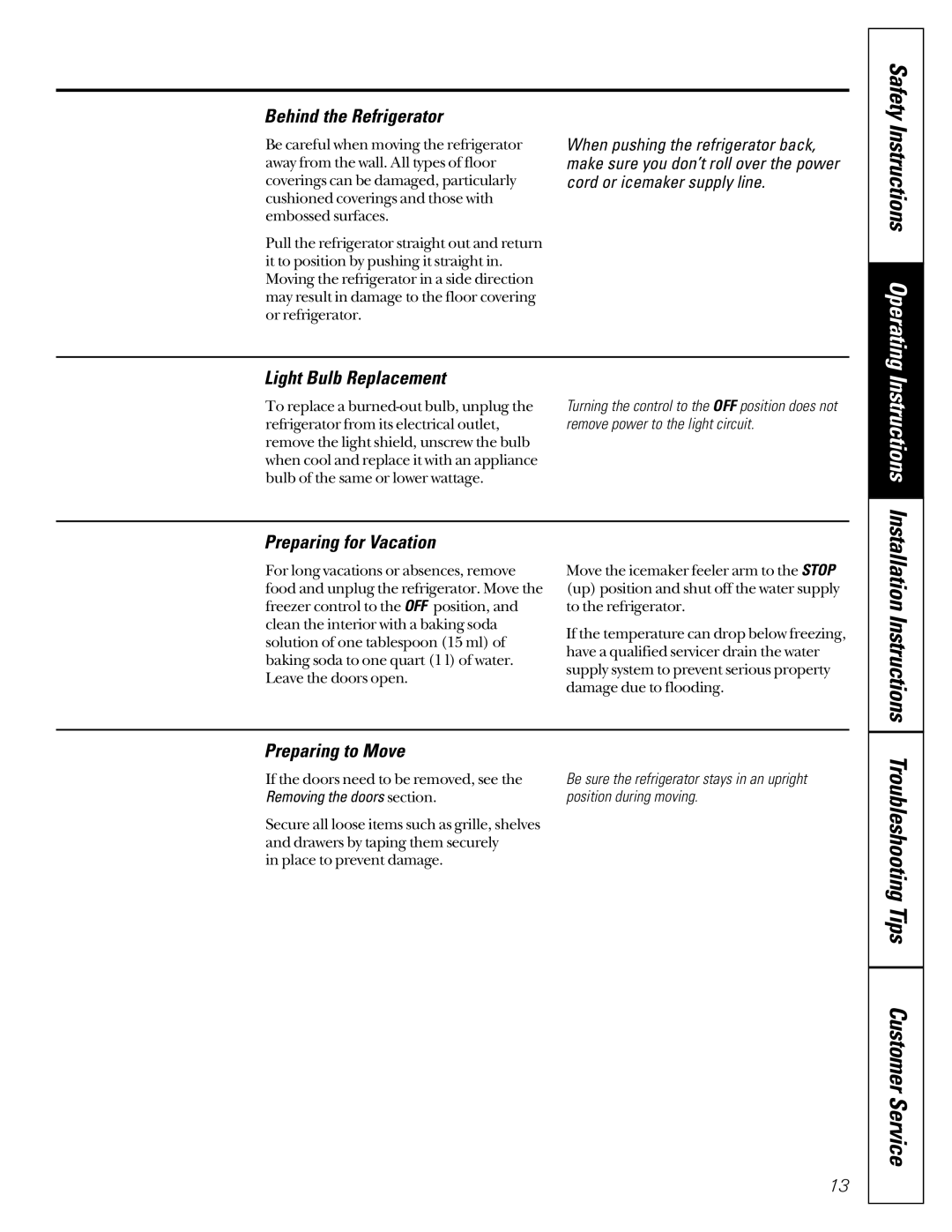 GE 24 owner manual Troubleshooting Tips Customer Service, Instructions 