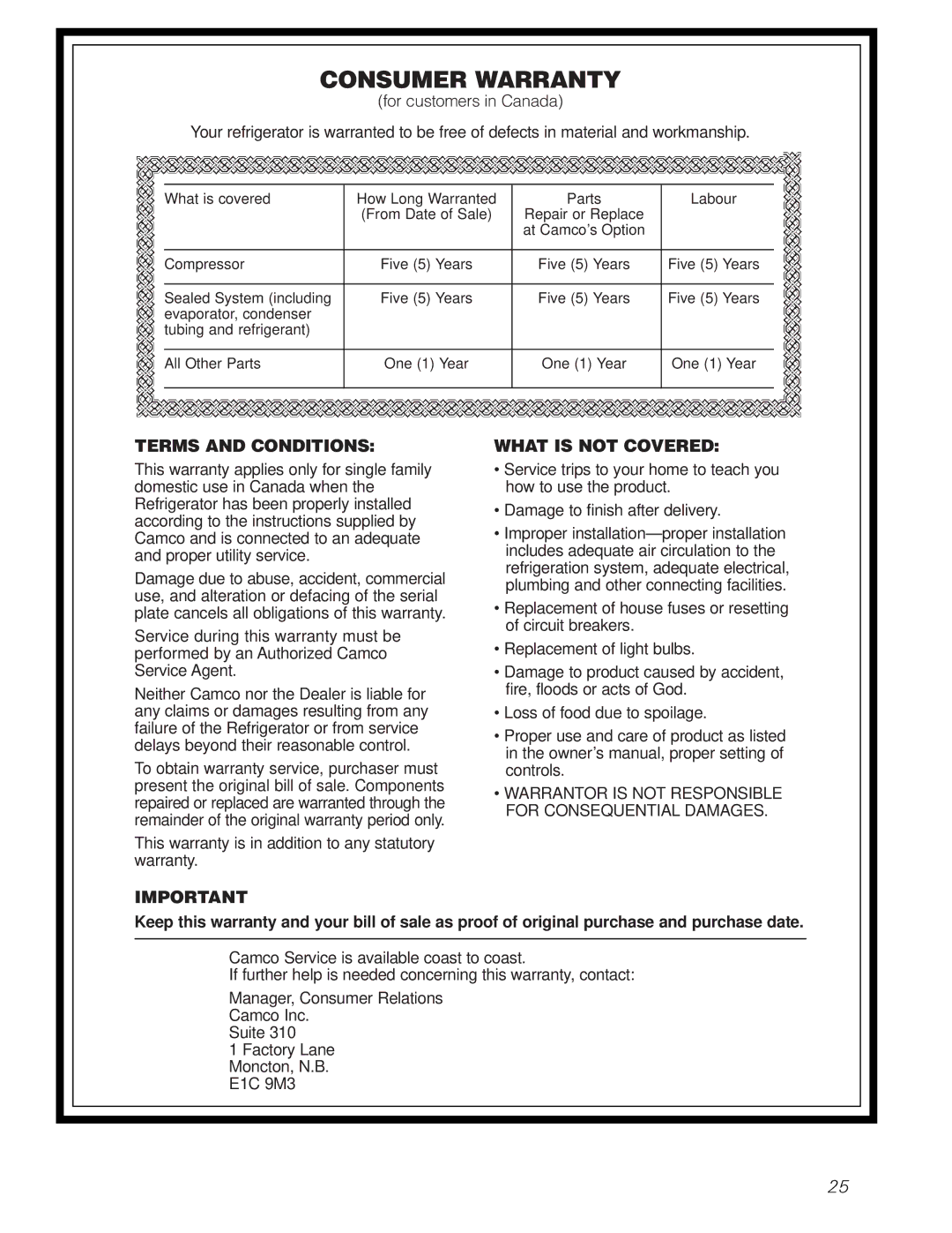 GE 24 owner manual Consumer Warranty 