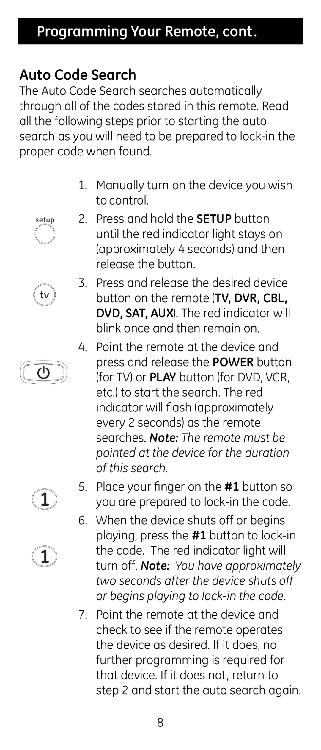 GE 24922 instruction manual Auto Code Search 