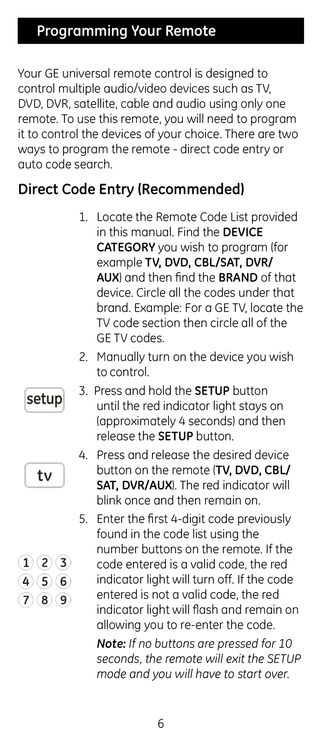 GE 24929 instruction manual Programming Your Remote, Direct Code Entry Recommended 