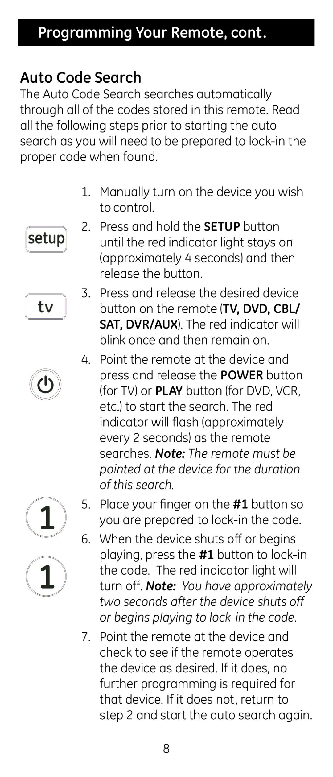 GE 24929 instruction manual Auto Code Search 