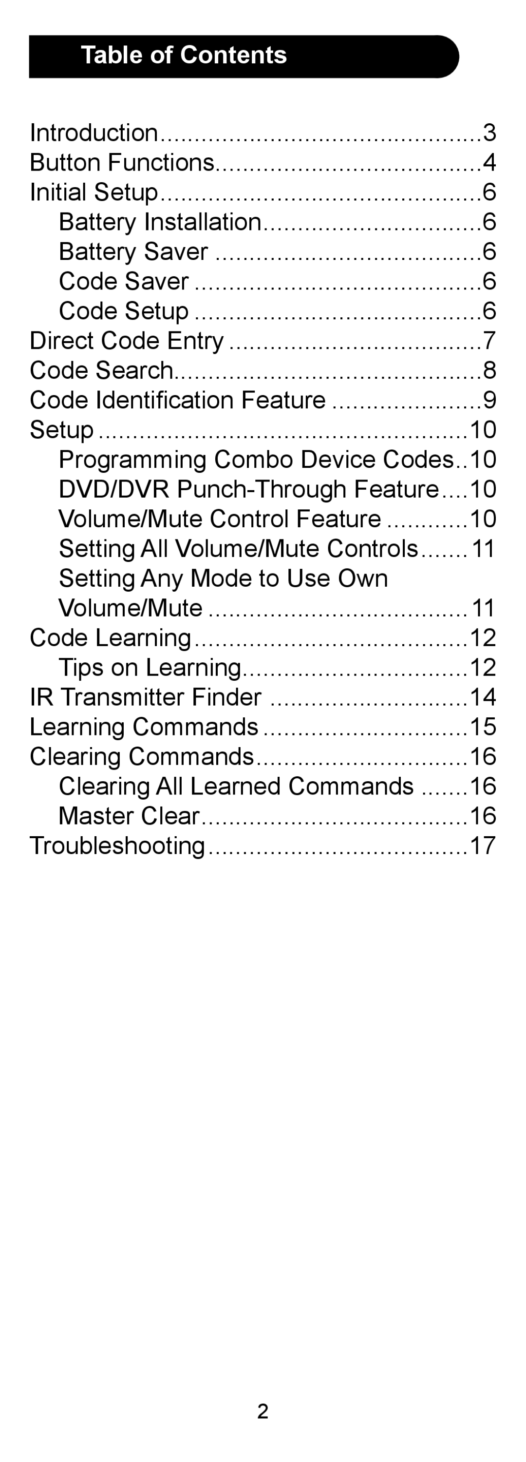 GE 24958 instruction manual Table of Contents 