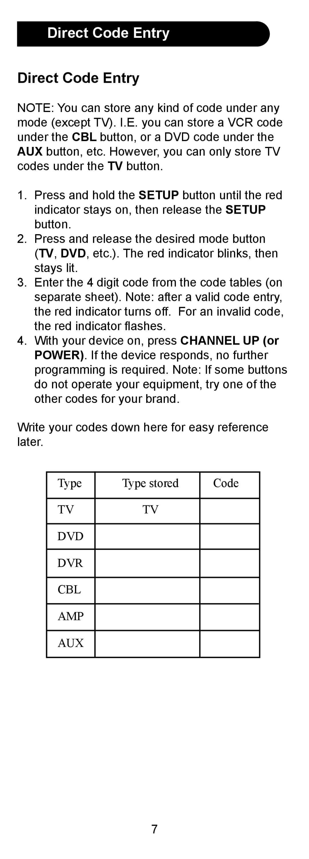 GE 24958 instruction manual Direct Code Entry 