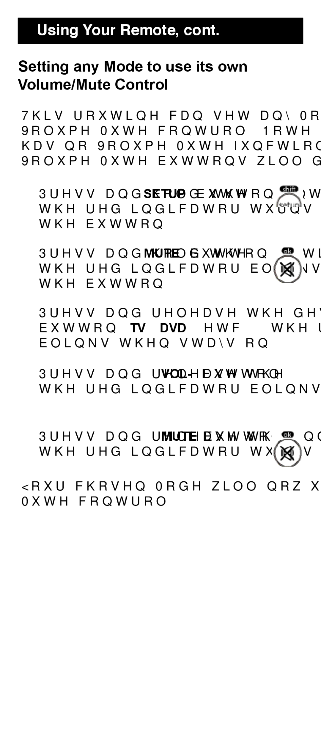 GE 24962 instruction manual Setting any Mode to use its own Volume/Mute Control 