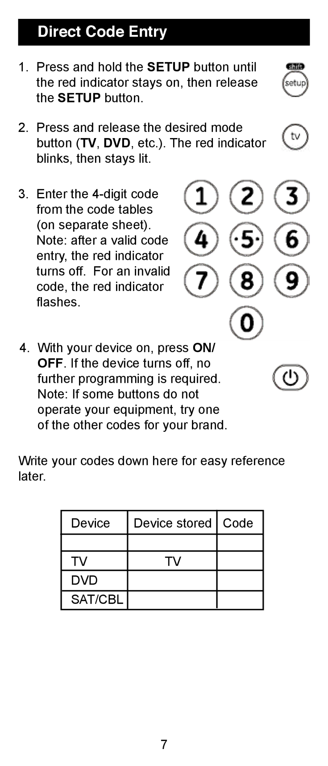 GE 24962 instruction manual Direct Code Entry 