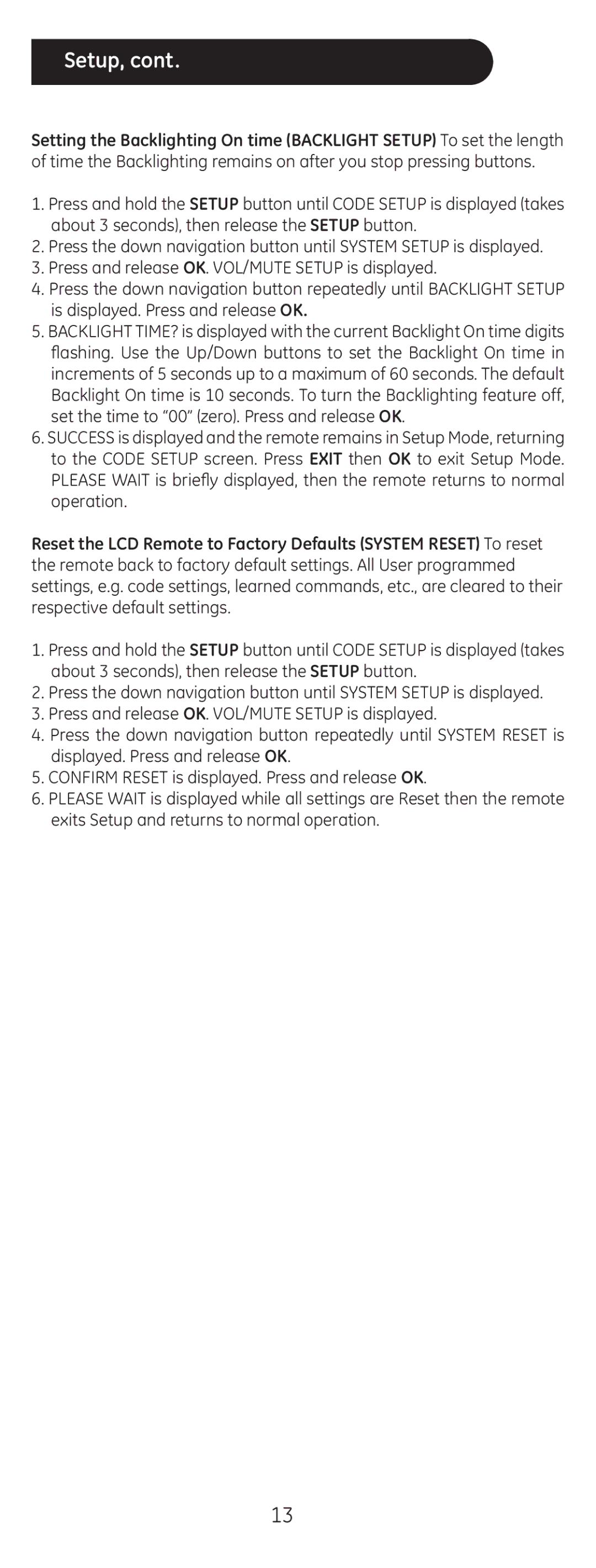 GE 24999 instruction manual Setup 