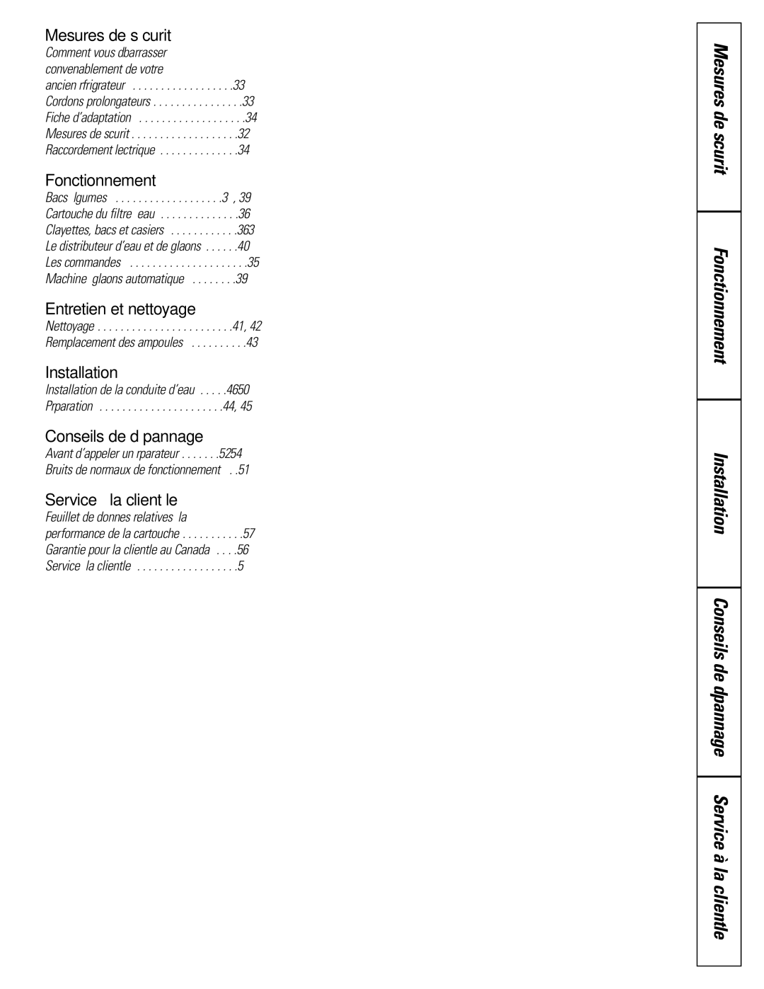 GE 20, 25, 22 manual Mesures de sécurité Fonctionnement Installation 