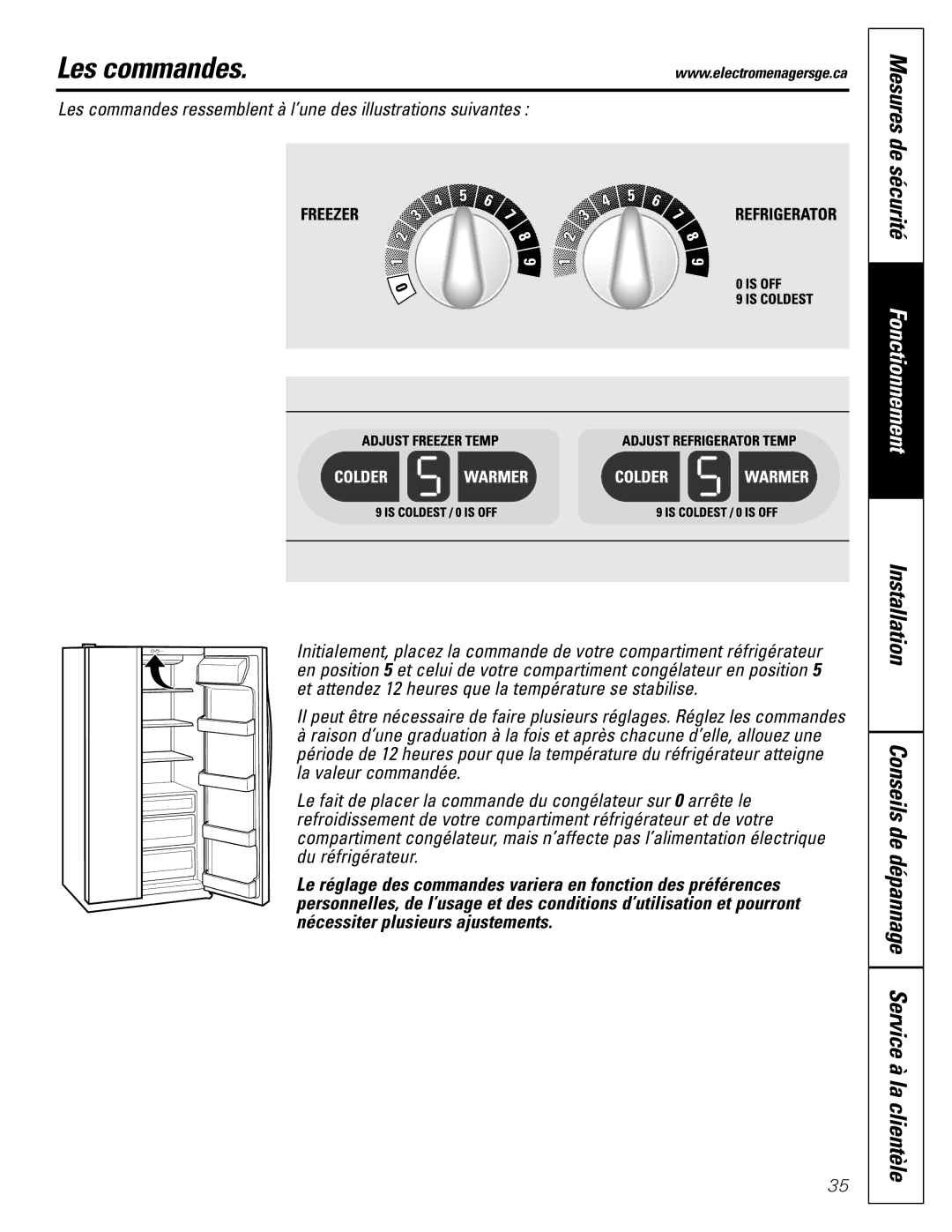 GE 22, 25, 20 manual Les commandes, Mesures de sécurité 