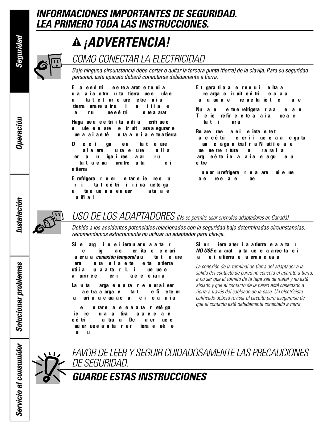 GE 22, 25, 20 manual Como Conectar LA Electricidad, Solucionar problemas, Instalación 