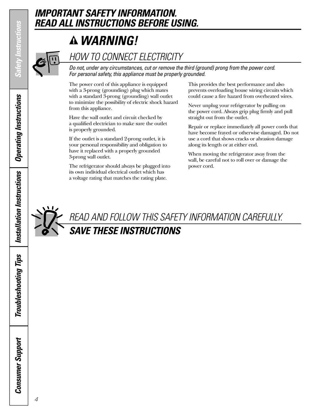 GE 25, 23 installation instructions HOW to Connect Electricity 