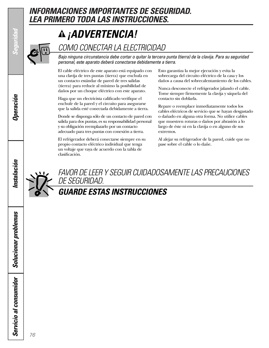 GE 25 and 27 installation instructions Guarde Estas Instrucciones 