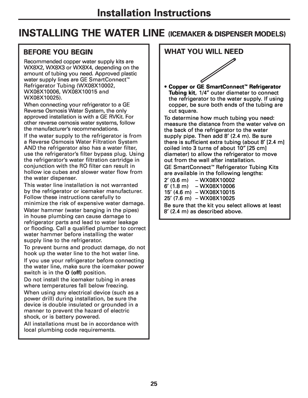 GE 25 and 27 installation instructions What You Will Need, Installation Instructions, Before You Begin 